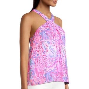 Lilly Pulitzer Rori Halter Top Neon Raz Berry Sea You Later size M pink purple
